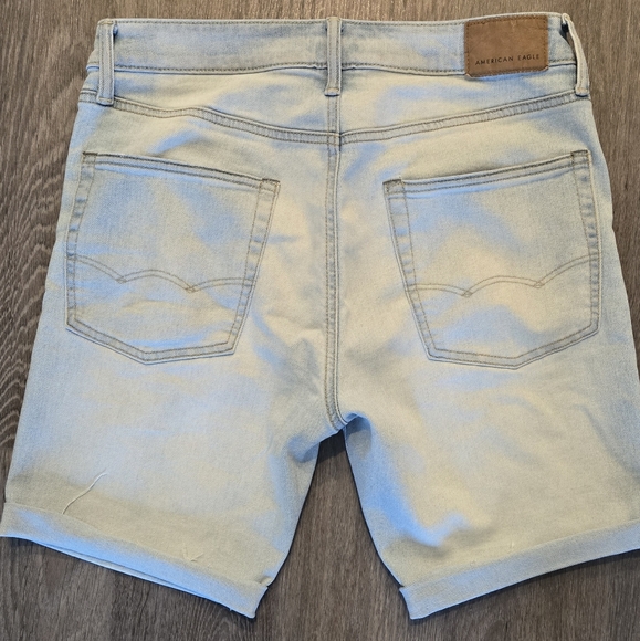 Light Blue Distressed Denim Shorts - Picture 5 of 7